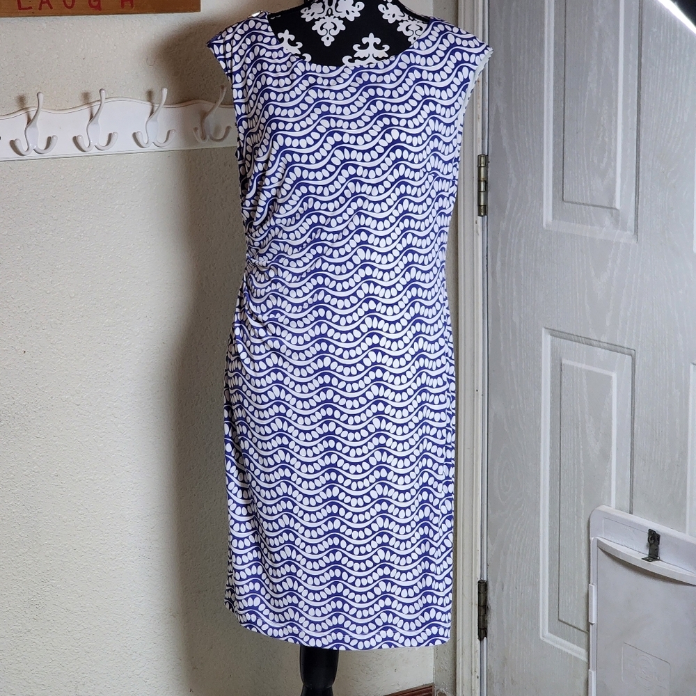 DM Collection Donna Morgan Purple and White Wave Jersey Midi Dress Stitch Fix 12